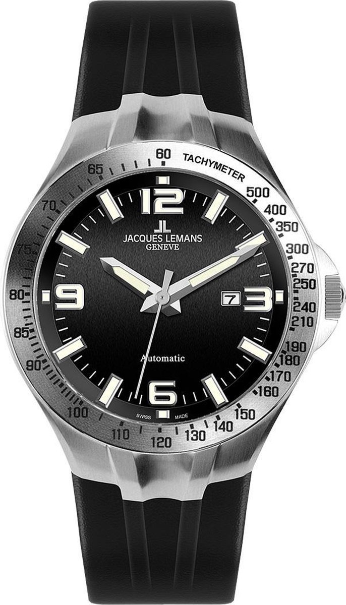 JACQUES LEMANS Heren horloge - Geneve - G-218A - Leer
