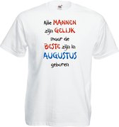 Mijncadeautje - T-shirt - wit - maat 3XL- Alle mannen zijn gelijk - augustus