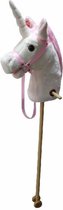 Eenhoorn stokpaardje wit/roze 105 cm met geluid - Paarden speelgoed