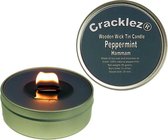 4 stuks Cracklez® Knetter Houten Lont Geurkaarsen in blik Pepermunt Hammam. Spa. Donker-grijs.