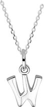 Robimex Collection  Ketting  Letter W  45 cm - Zilver