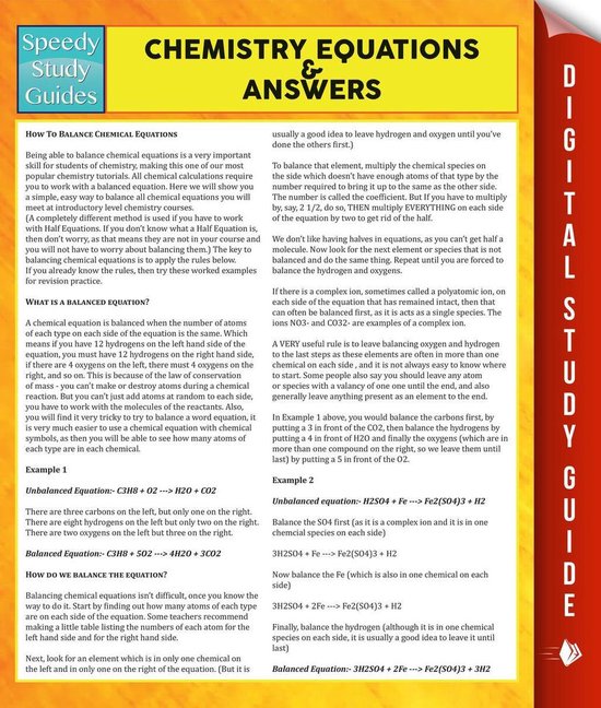 Chemistry Equations & Answers - cover