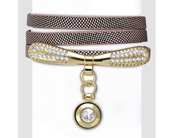 Amanto Armband Cosmas Brown - PU Leer - Messing - Bedel - 9mm
