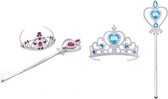 Het Betere Merk - Prinsessen Speelgoed - Prinses accessoireset - 2 x Kroon (Tiara) - 2 x Toverstaf - Unicorn Hanger - Voor bij je Verkleedkleding - Blauw - Paars