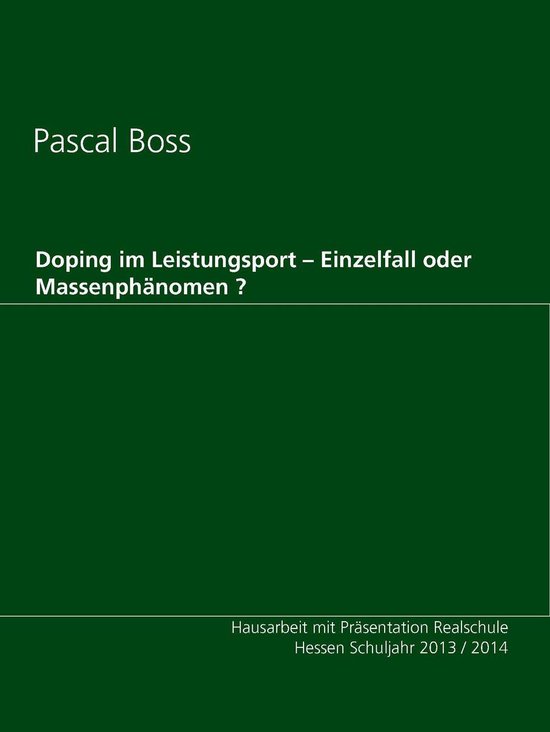 Doping im Leistungsport – Einzelfall oder Massenphänomen  ... - cover
