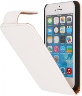Litchi Classic Flip Case Hoesjes voor geschikt voor iPhone 5 Wit