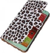 Luipaard Bookstyle Wallet Case Hoesjes voor Galaxy Note 3 Neo Bruin