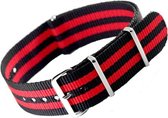 Nato Strap Zwart en Rood gestreept - 20mm