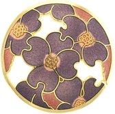 Behave® Broche ronde avec fleurs violet - épingle décorative en émail - épingle à écharpe