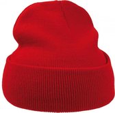 Classic beanie fijngebreide muts Unisex rood