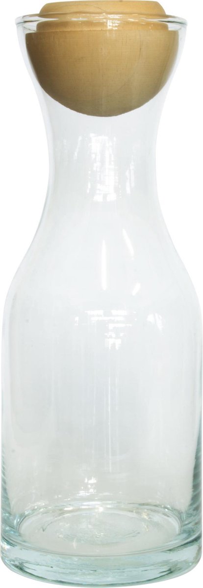 TAK Design Karaf Botto - Incl. Houten Afsluiter - Glas - Ø9 x 24 cm - Naturel