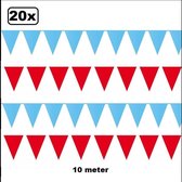 20x Vlaggenlijn rood en lichtblauw 10 meter