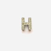 Metalen letter met zirkonia steentjes - Letter H - Personaliseer zelf