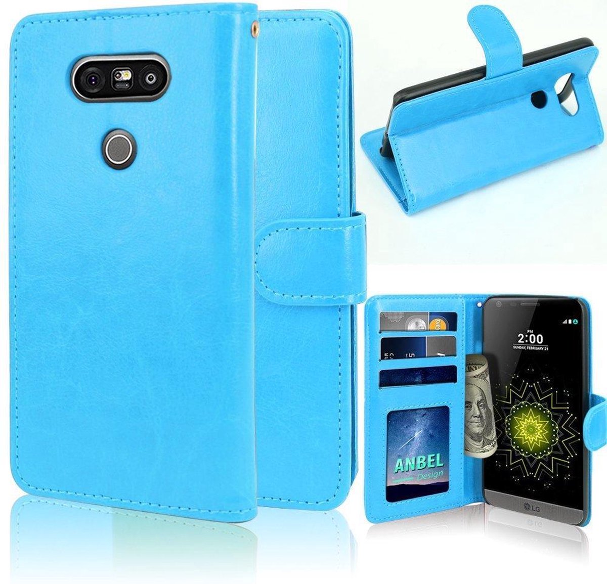 Cyclone Cover blauw wallet case hoesje Geschikt voor:LG G5 (SE)