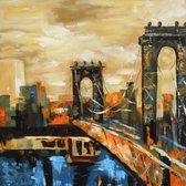 Schilderij George Washington Bridge New York 80x80 Handgeschilderd - Artello - handgeschilderd schilderij met signatuur - schilderijen woonkamer - wanddecoratie - 700+ collectie Ar