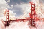 Diamond Painting pakket volwassenen | Aquarel Golden Gate Bridge - 80 x 120 cm | Volledige bedekking met vierkante steentjes | FULL | DP Diamond Paintings