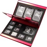 Aluminium TF en Micro-SD Geheugenkaart Opbergdoos - Rood