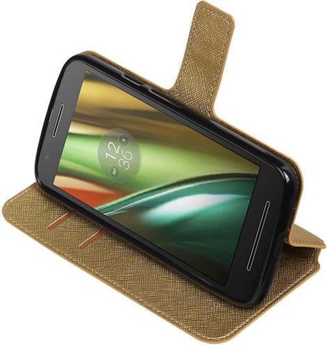 BestCases.nl Goud Motorola Moto E3 TPU wallet case booktype hoesje HM Book