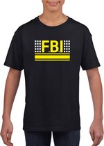 Politie FBI logo zwart t-shirt voor jongens en meisjes - Geheim agent verkleedkleding 134/140