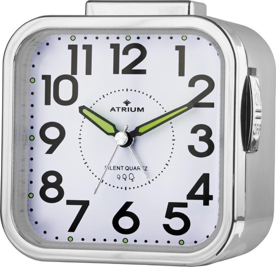 ATRIUM - Wekker - Senioren - Analoog - Zilver - Zonder tikgeluid - Grote cijfers - Duidelijk - Eenvoudige bediening - Opbouwend alarmsignaal - Snooze - Quartz uurwerk - A530-19