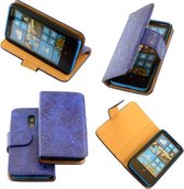 Bestcases Vintage Hoesjes Blauw Bookstyle Cover Nokia Lumia 620