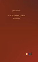 Boek 'The Stones of Venice' Volume 1 van John Ruskin op een roodbruine achtergrond met het 'outbook'-logo.
