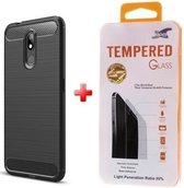 Silicone gel zwart hoesje Nokia 3.2 met glas screenprotector