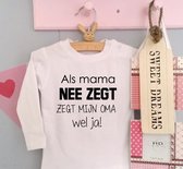 Shirtje Als mama nee zegt zegt oma wel ja | lange mouw| wit| maat 62/68