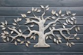 wanddecoratie metalen boom - taupe gemeleerd - 106 cm breed x 59 cm hoog