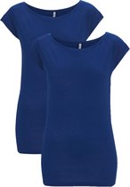 bamboe shirts dames 2-pack S kobaltblauw