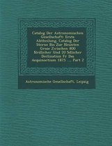 Catalog Der Astronomischen Gesellschaft