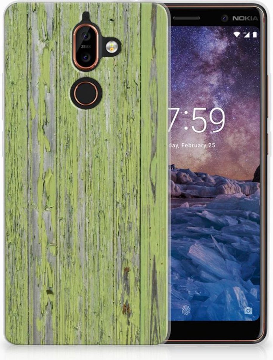 Nokia 7 Plus Bumper Hoesje Green Wood
