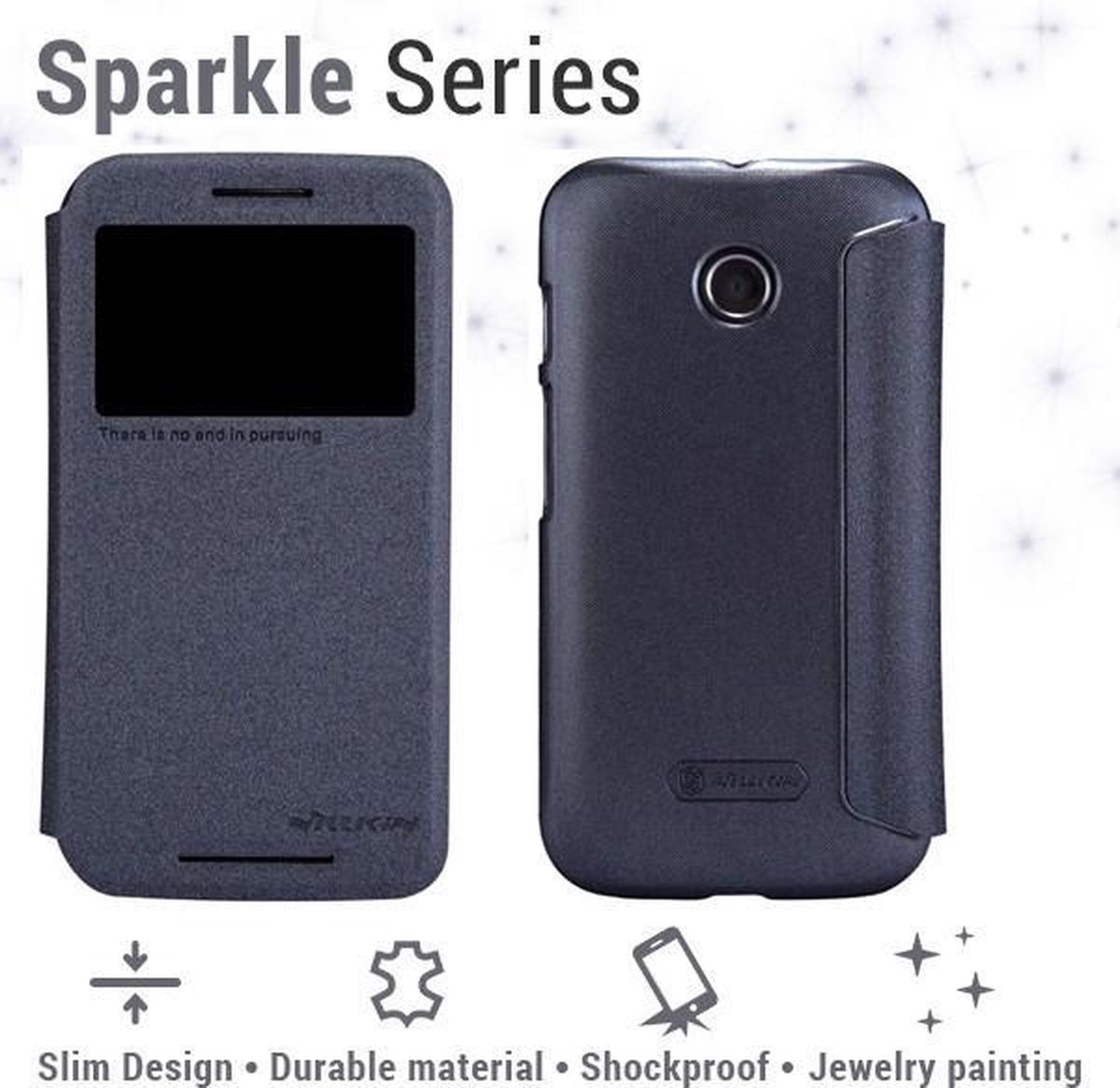 Nillkin - Sparkle slim booktype hoes met venster - Motorola Moto E - zwart