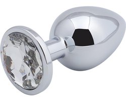 Banoch - Buttplug Aurora Clear  Large - Metalen buttplug - Diamant steen - Wit
