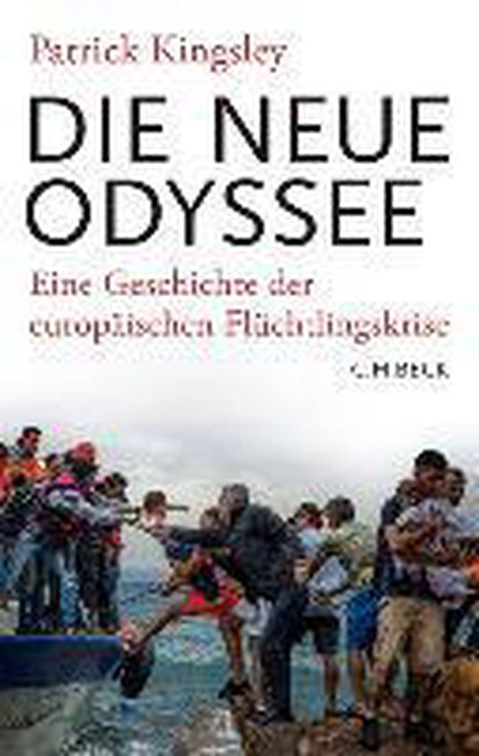 Boek "Die neue Odyssee" met de ondertitel "Eine Geschichte der europäischen Flüchtlingskrise". De cover toont een groep mensen op een boot.