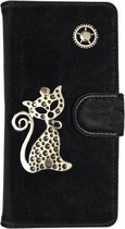 PU Leder Mystiek design Zwart Hoesje voor Motorola Moto G5 PLUS Kat Bedel book case wallet case