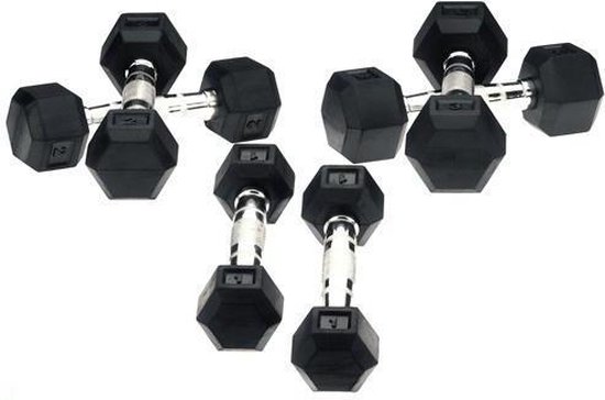 Hexa Dumbells - 2 x 9 kg - Zilver/Zwart