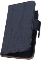 Croco Bookstyle Wallet Case Hoesjes Geschikt voor LG G2 Zwart