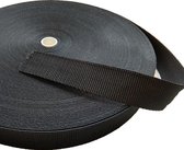 Tassenband 30mm breed, rol 45 meter, kleur zwart