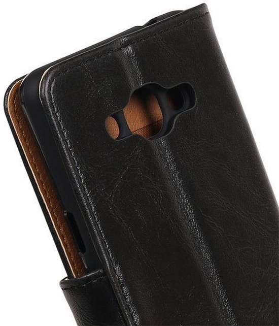 Étui Portefeuille Booktype PU Noir Pull-Up pour Samsung Galaxy J3 Pro