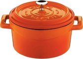 LAVA gietijzeren mini stoofpannetje - Cast Iron - Ø10 Trendy Oranje - incl. houten serveer houder