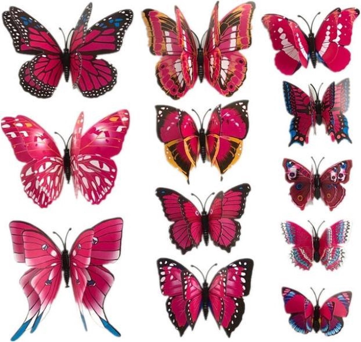 Dubbele donker roze 3D-vlinders