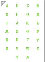 Lettersjabloon - Alfabet hoofdletter stencil font - Kunststof A3 stencil - Kindvriendelijk sjabloon geschikt voor graffiti, airbrush, schilderen, muren, meubilair, taarten en ander