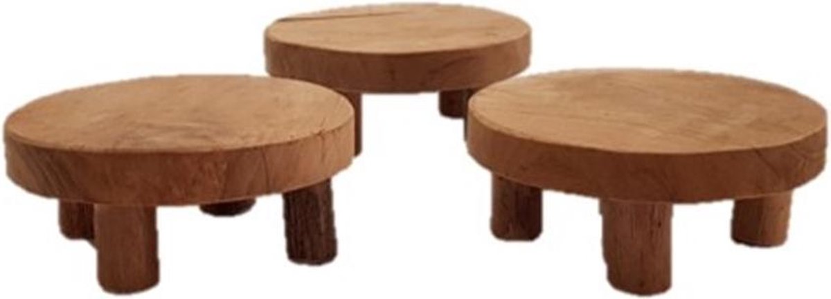 Set - 3 stuks - Houten tableau met doorsnede van 15 cm