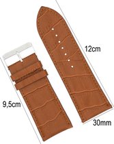 Horlogeband Leer 30mm - Croco Band + Push Pin - leer Donker Bruin - Sarzor