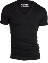 Garage 304 - T-shirt deep V-neck semi bodyfit black S 100% cotton 1x1 rib