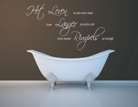 muursticker wallstickershop.eu | tekst badkamer | het leven is als een bad... | bol.com