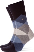 Burlington Clyde zacht met motief ondoorzichtig geruit mid-rise comfortabel ademend robuust Katoen Blauw Heren sokken - Maat 40-46