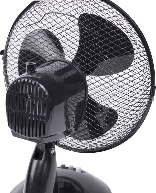 Bestron Tafelventilator Ø 27cm, Ventilator met 2 snelheidsstanden & 75° graden draaifunctie, 30Watt, DDF27Z, kleur: zwart