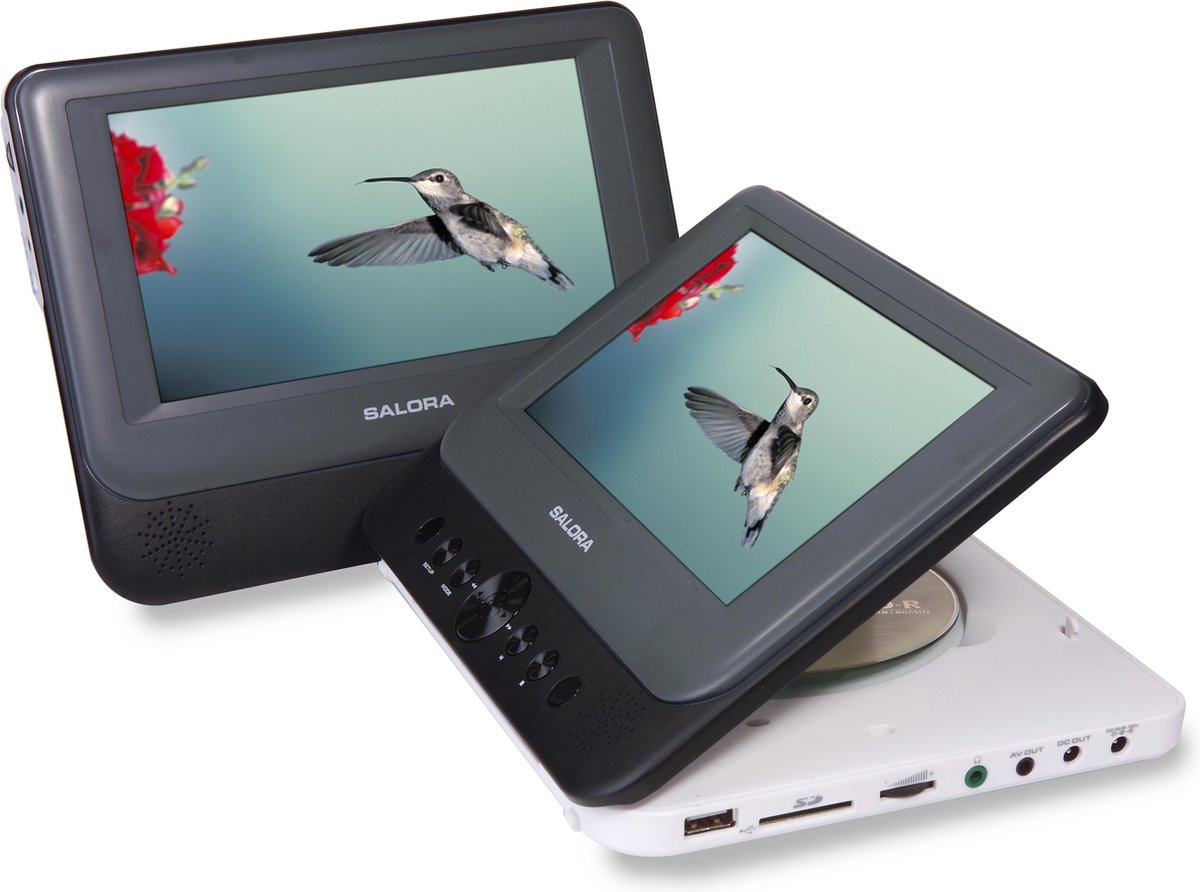 Salora DVP9048TWIN+GC - Portable DVD speler - 2 schermen (9 inch) - Accu -  USB - SD -... | bol.com